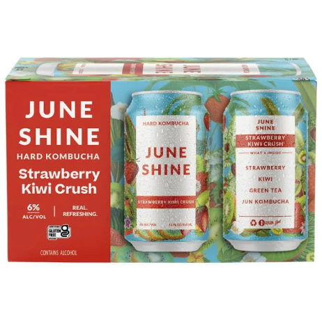 June Shine Hard Kombucha Strawberry Kiwi  6 pack 12oz cans