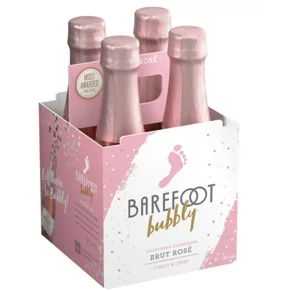 Barefoot Bubbly Brut Rose Champagne 187ml 4pk