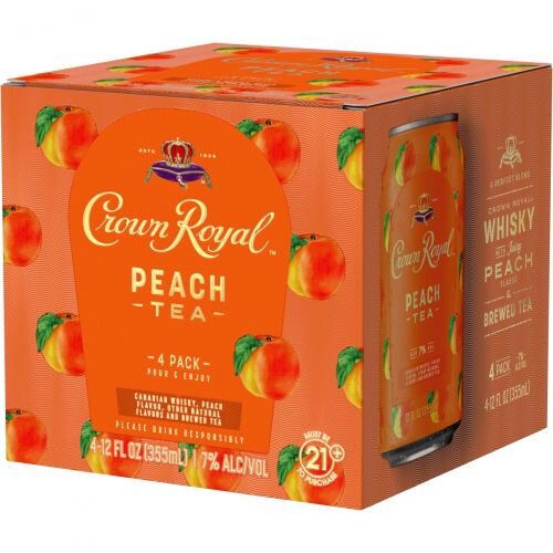 Crown Royal Cans Peach Tea Cocktail Canadian Whisky 4 Packs 12 OZ Cans