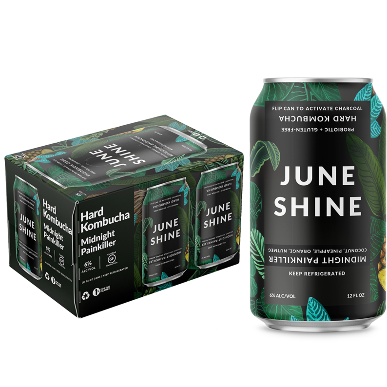 Juneshine Hard Kombucha Midnight PainKiller 6 pack 12oz cans
