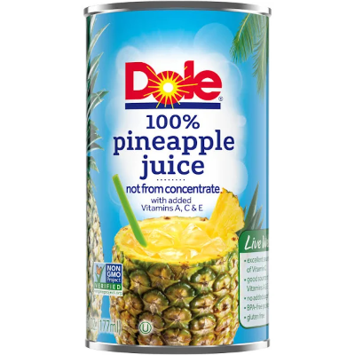 Dole 100% Pineapple Juice 6 oz.