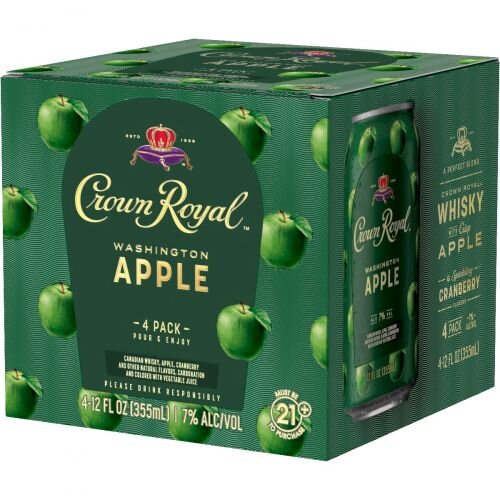 Crown Royal Cans Washington Apple Cocktail Canadian Whisky 4 Packs 12 OZ Cans
