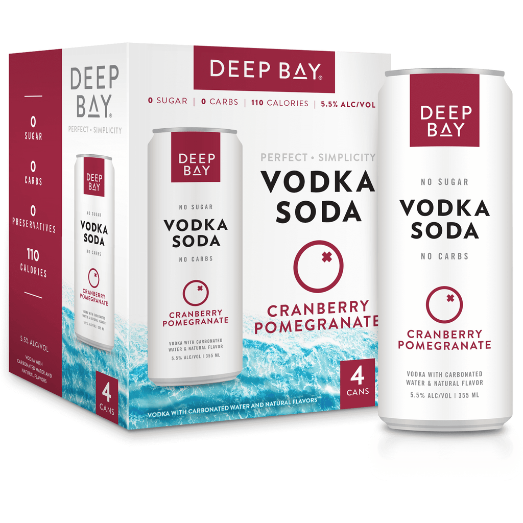 Deep Bay Vodka Soda Cranberry Pomegranate Seltzer 4 Pack 355ml