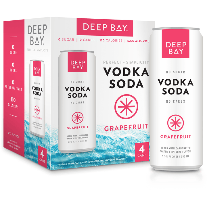 Deep Bay Vodka Soda Grapefruit Seltzer 4 Pack 355ml
